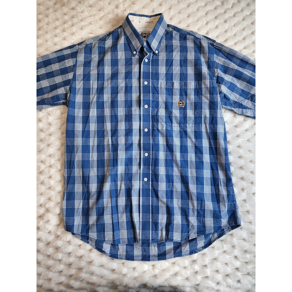 Cinch Up Mens Plaid Short‎ Sleeve Button Up Shirt Western Cowboy Rodeo M
